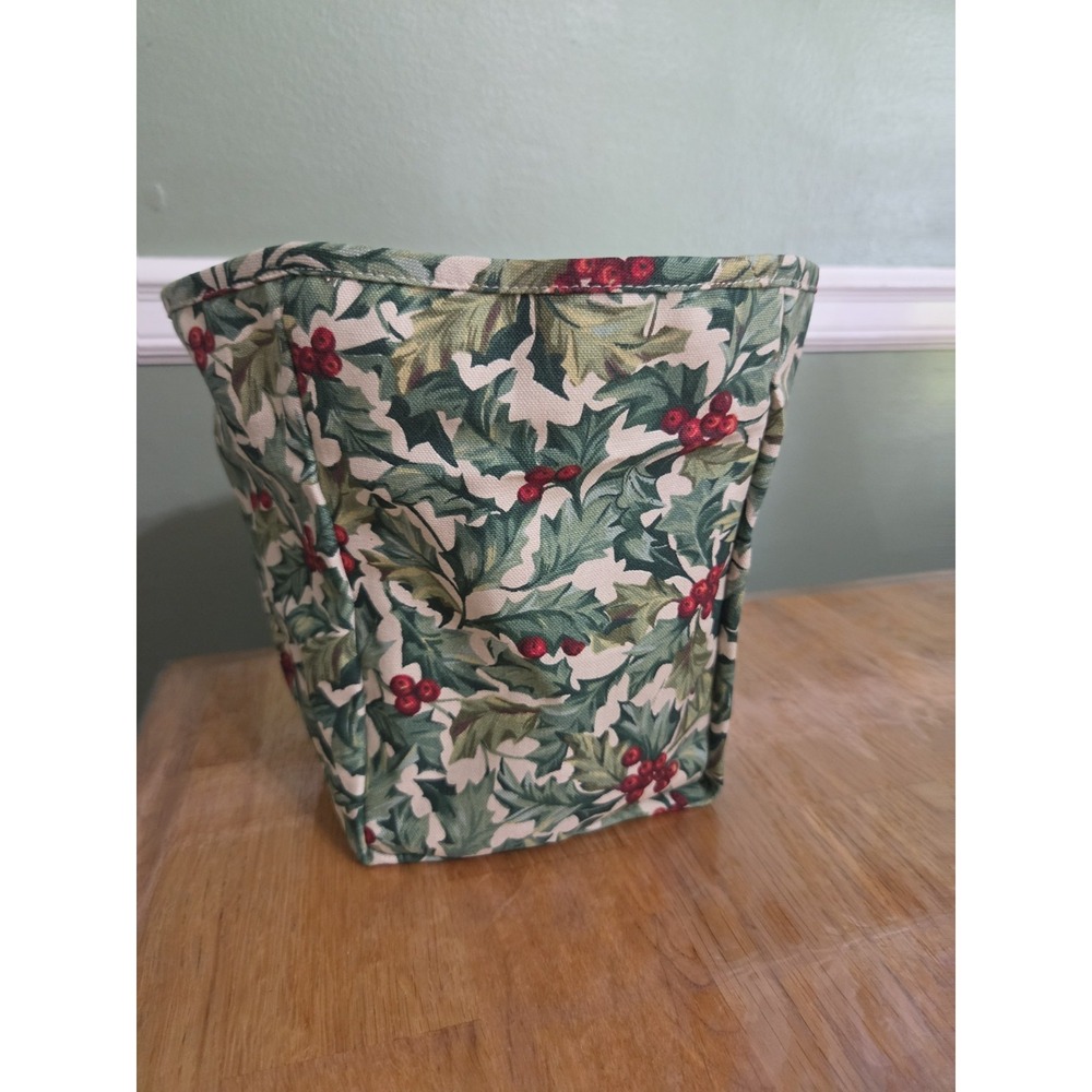 Longaberger Small Square Basket Liner Holly Pattern 5" Wide 5.5" High